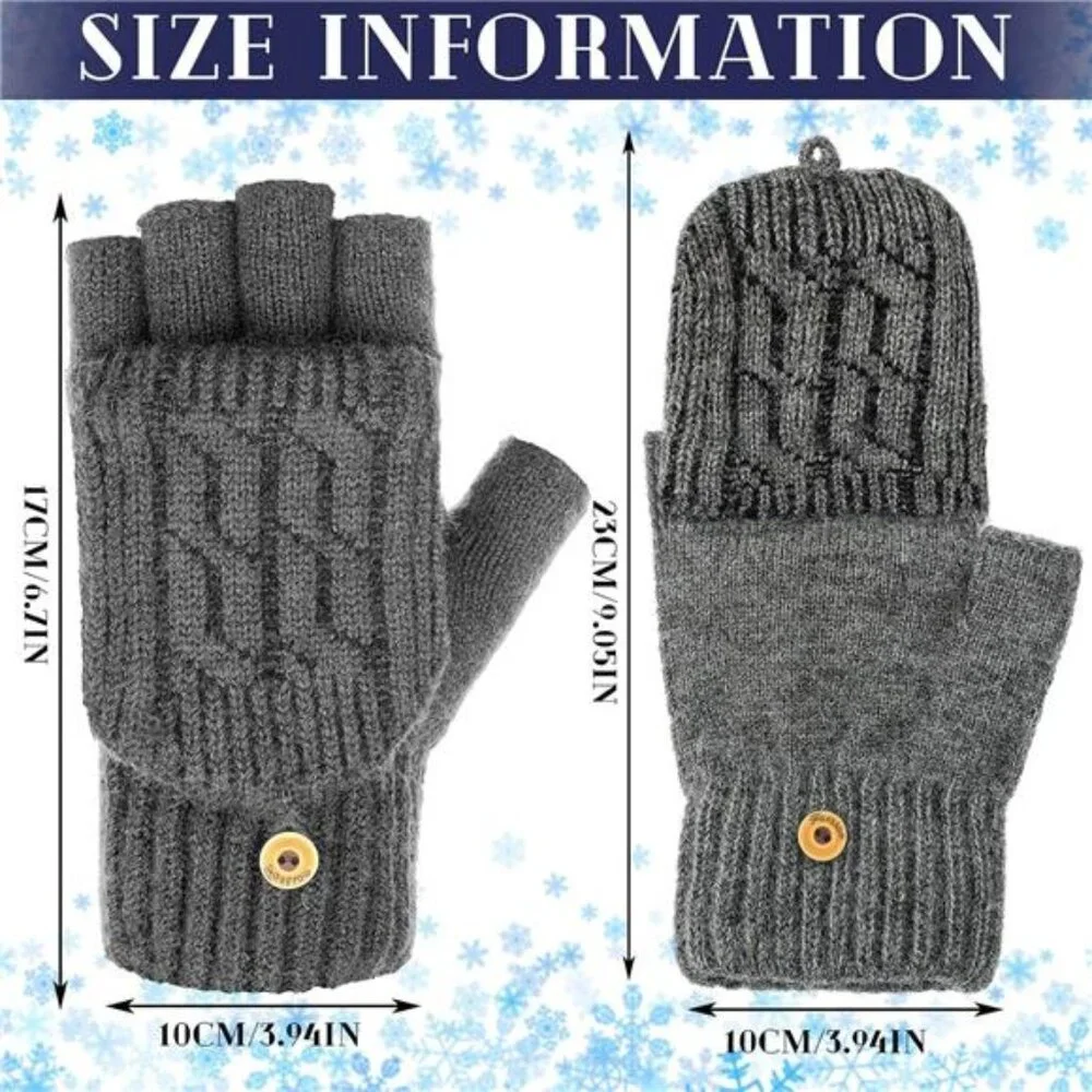4 Pairs Women's Winter Knitted Fingerless Gloves with Mitten Cover Convertible